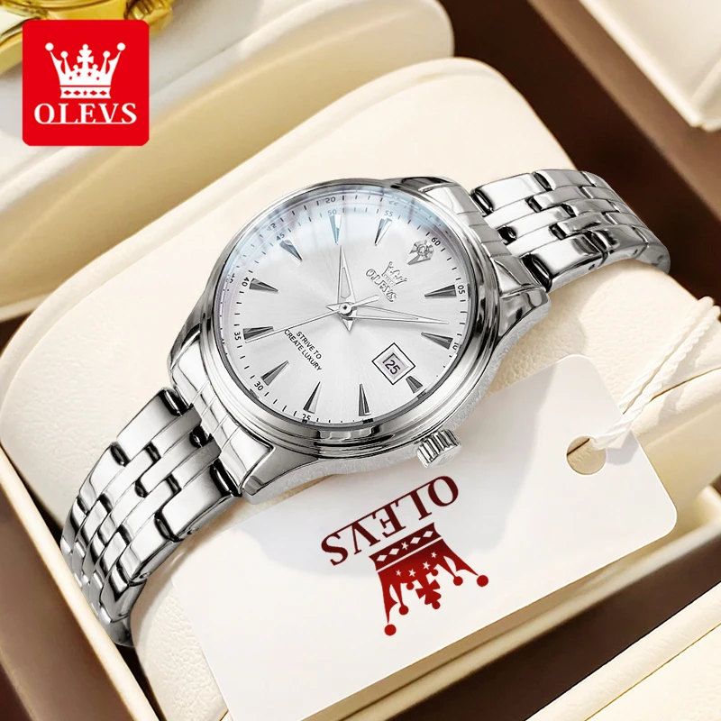 OLEVS 5598 Elegant Womens Quartz Wristwatch Calendar Waterproof Steel Strap Luminous Business Luxury Classic Watch for Lady