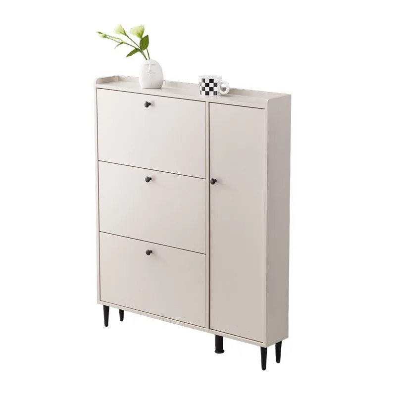 

New tipping bucket shoe cabinet for home use, modern simplicity, large capacity, cream wind entry entrance,
