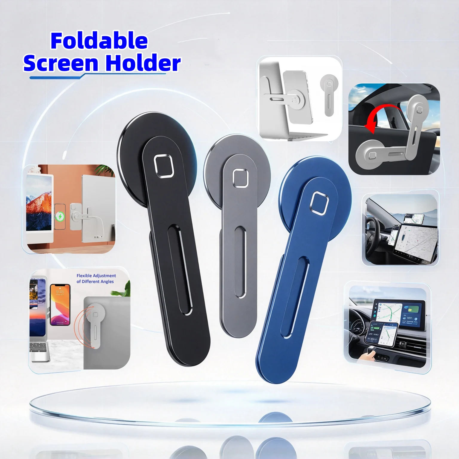 Laptop Stand for Desk Car Aluminum Alloy Universal Phone Holder with Strong Magnetic Base Adjustable for Laptop Desktop Monitor