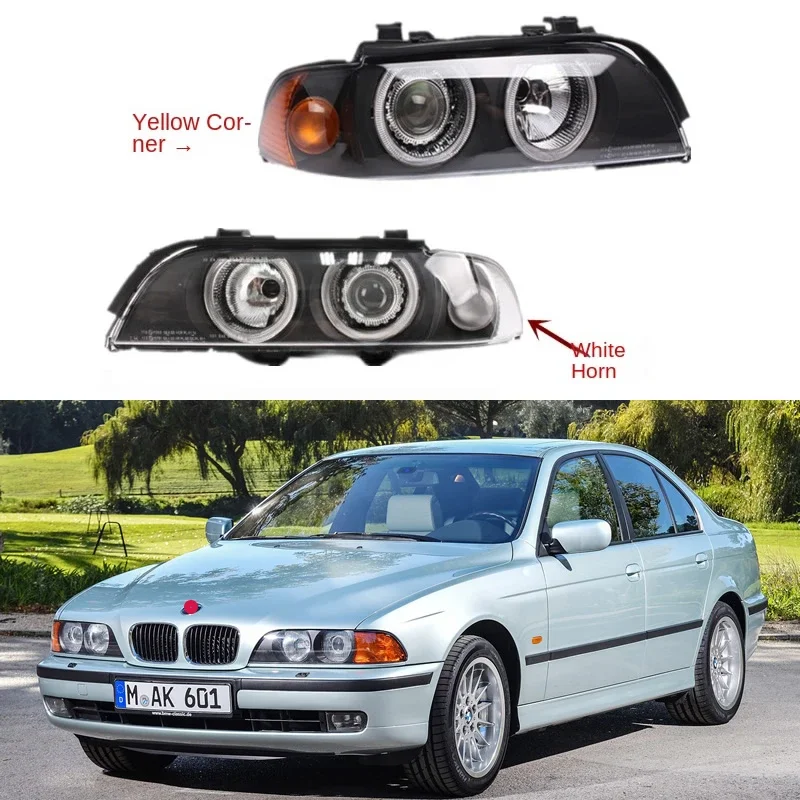 For BMW 5 Series E39 520i/523i/525i/528i/530i 1996-2003 headlight assembly angel eye LED aperture headlight housing cover