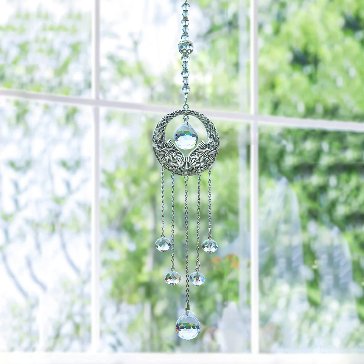 Suncatcher Crystal Wind Chimes Window Hanging Light Catcher Jewelry Rainbow Prism Window Drop Bell Home Chandeliers Car Decor