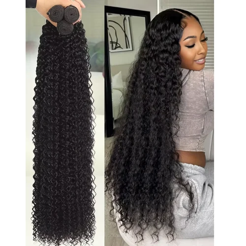 Onda profunda suelta rizada 30 pulgadas 1 3 4 mechones 100% cabello humano crudo tejido doble trama paquete extensiones de cabello Remy brasileño ofertas