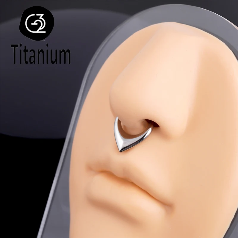 

ASTM F136 G23 Titanium Piercing Jewelry Septum Dripping Water Heart Nose Rings Clicker Tragus Cartilage Helix Earrings Punk Hoop