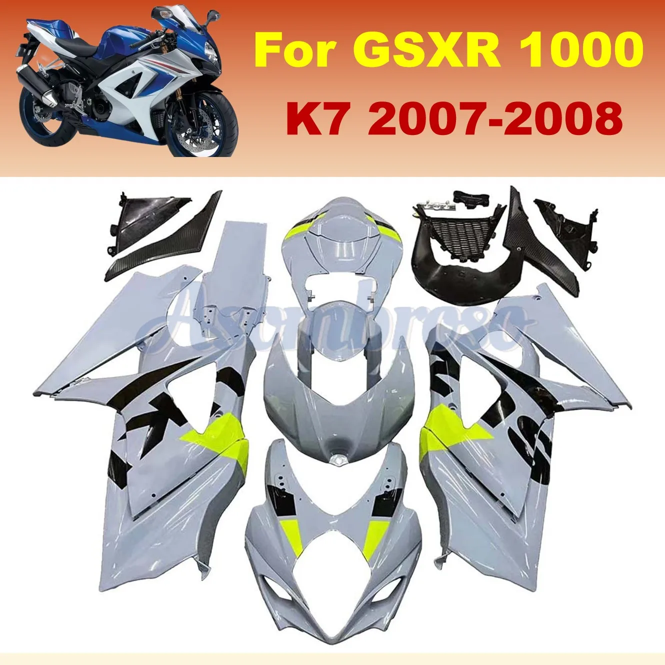 ABS Plastic Fairing Set GSXR 1000 2007 2008 Full Fairings Kit For Suzuki GSXR1000 gsx-r1000 Nardo Grey Bodywork set