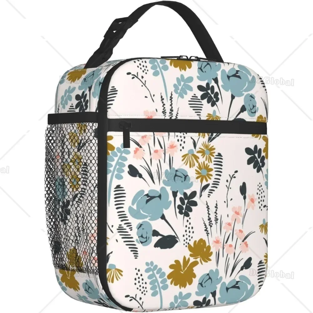 

Floral Pattern Lunch Bag Double Insulated Leakproof Lunch Box Tote Bag Cooler Lunch Organizer for Work Picnic Travel Camping