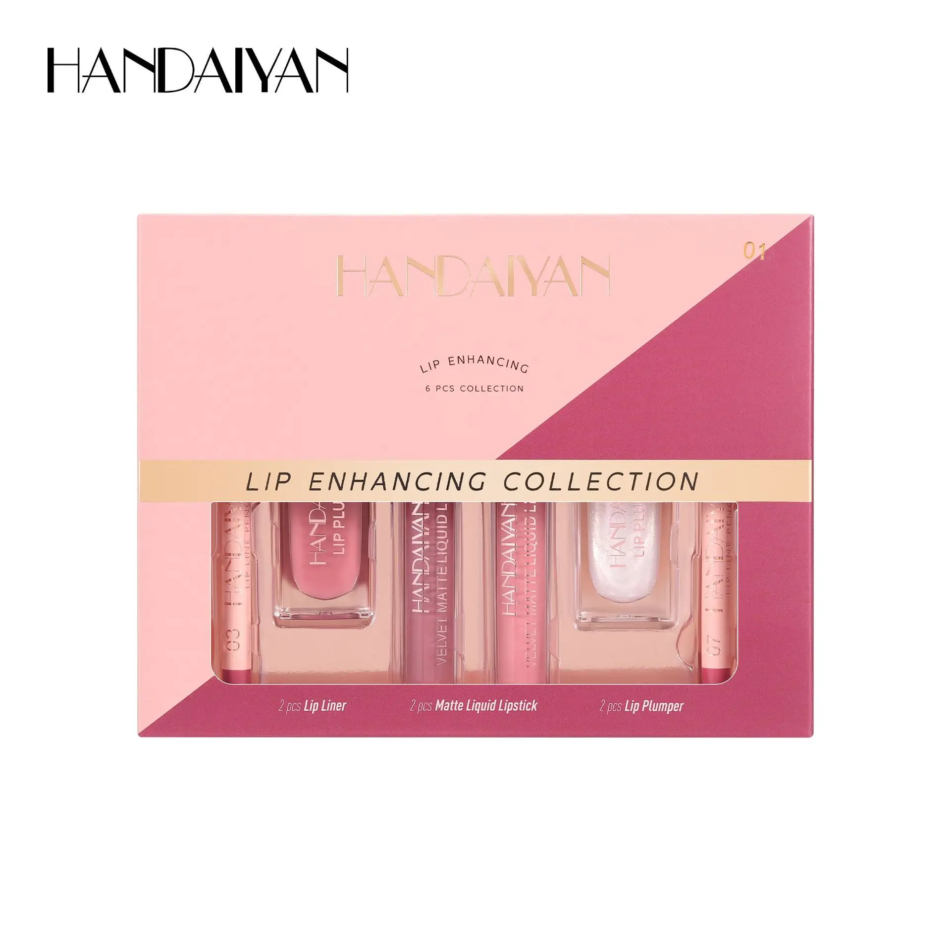 Colección de kit de labios de 6 piezas: tinte de labios mate de larga duración, brillo de labios hidratante y delineador de labios definidor, a prueba de manchas e hidratante