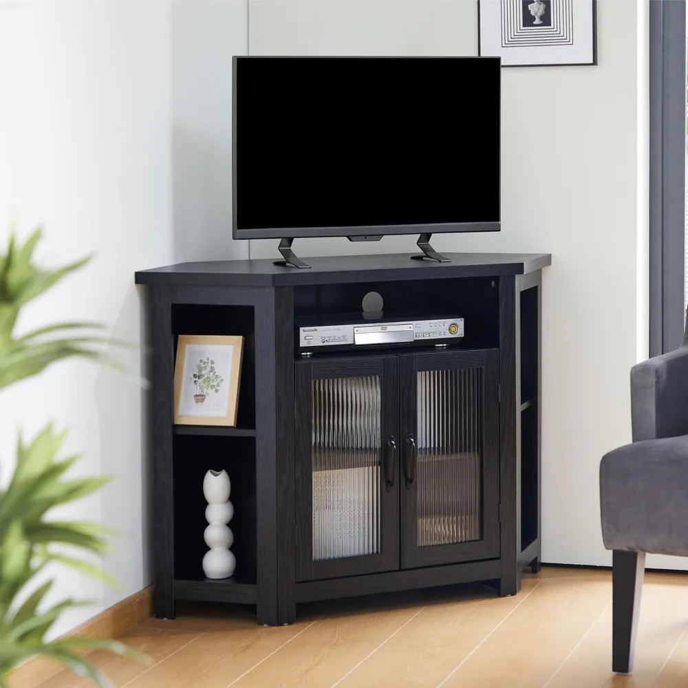 48-Inch TV Corner Stand: Media Storage Entertainment Center with Shelves and Doors, Console Buffet Cabinet