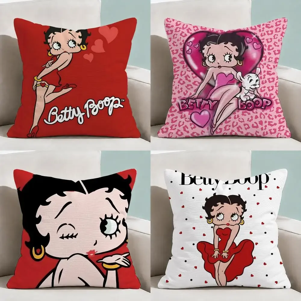 Cartoon B-Betty Boop Vintage Cushion Cover  Throw Pillow Soft Short Plush Cozy Durable Colorfast Sofa Bedroom Home Decor Gift