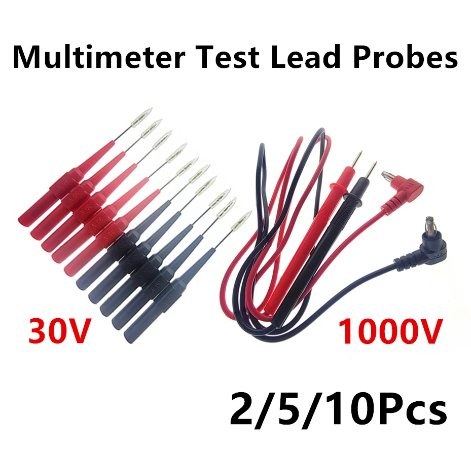 

2/5/10Pc Stainless Steel Test Probes Digital Multimeter Clip Leads For Banana Plugs Connecting Post Tie Voltmeter Testing Needle