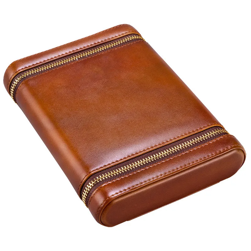 Drop Shipping for Ben FR  Only Cigar Case 6 Cigar Holes Leather Cedar Wood