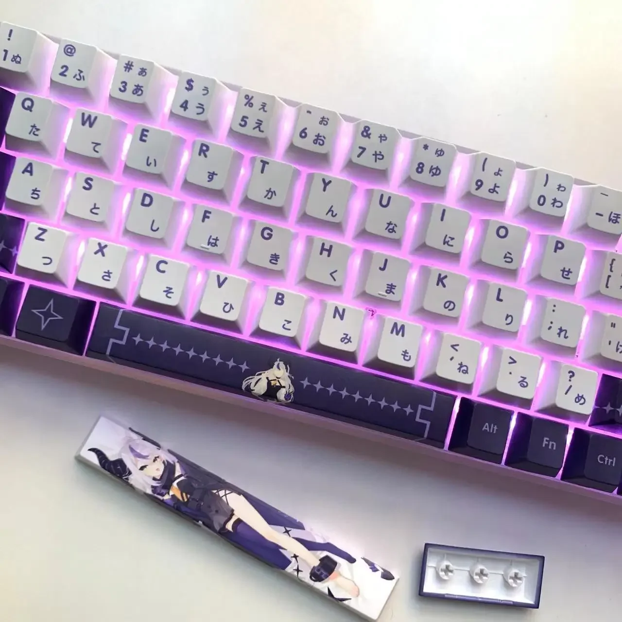 La+ Darknesss Keycaps Hololive Vtuber Key Cover PBT DYE Sublimation Cherry MX Cross Axis Switch Keycap for Mechanical Keyboard