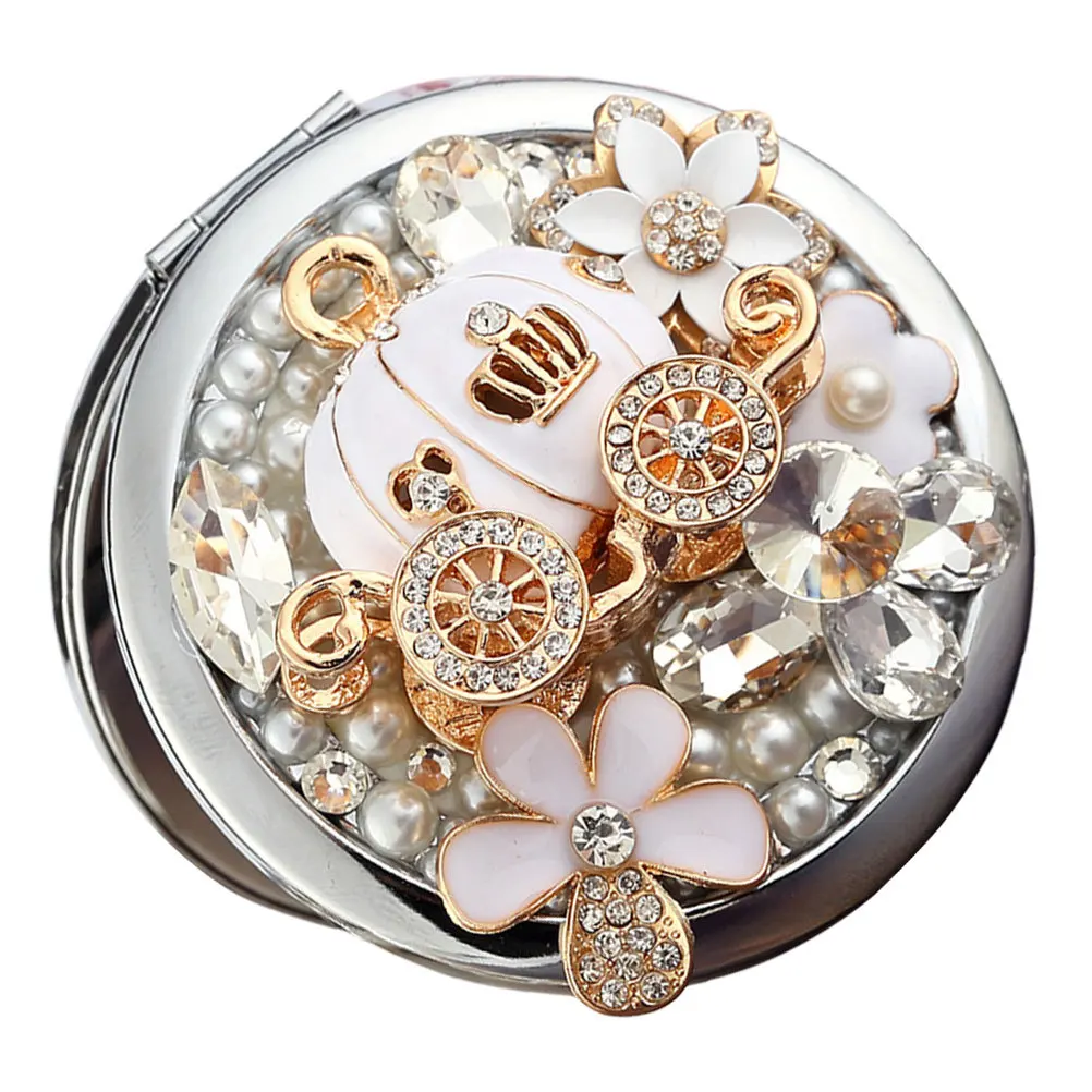 1 stuks draagbare dubbelzijdige metalen make-upspiegel compact stijlvol cosmetica hulpmiddel voor vrouwen meisjes make-upspiegel vrouwelijk cadeau