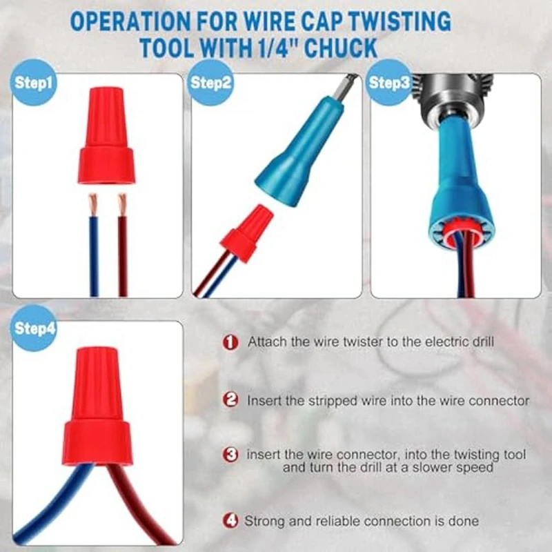 AC88 Wire Twisting Tool for Drill, 3/5 Way Wire Stripping Tool & Wire Twister Connector Driver, Electrical Wire Stripper Kit