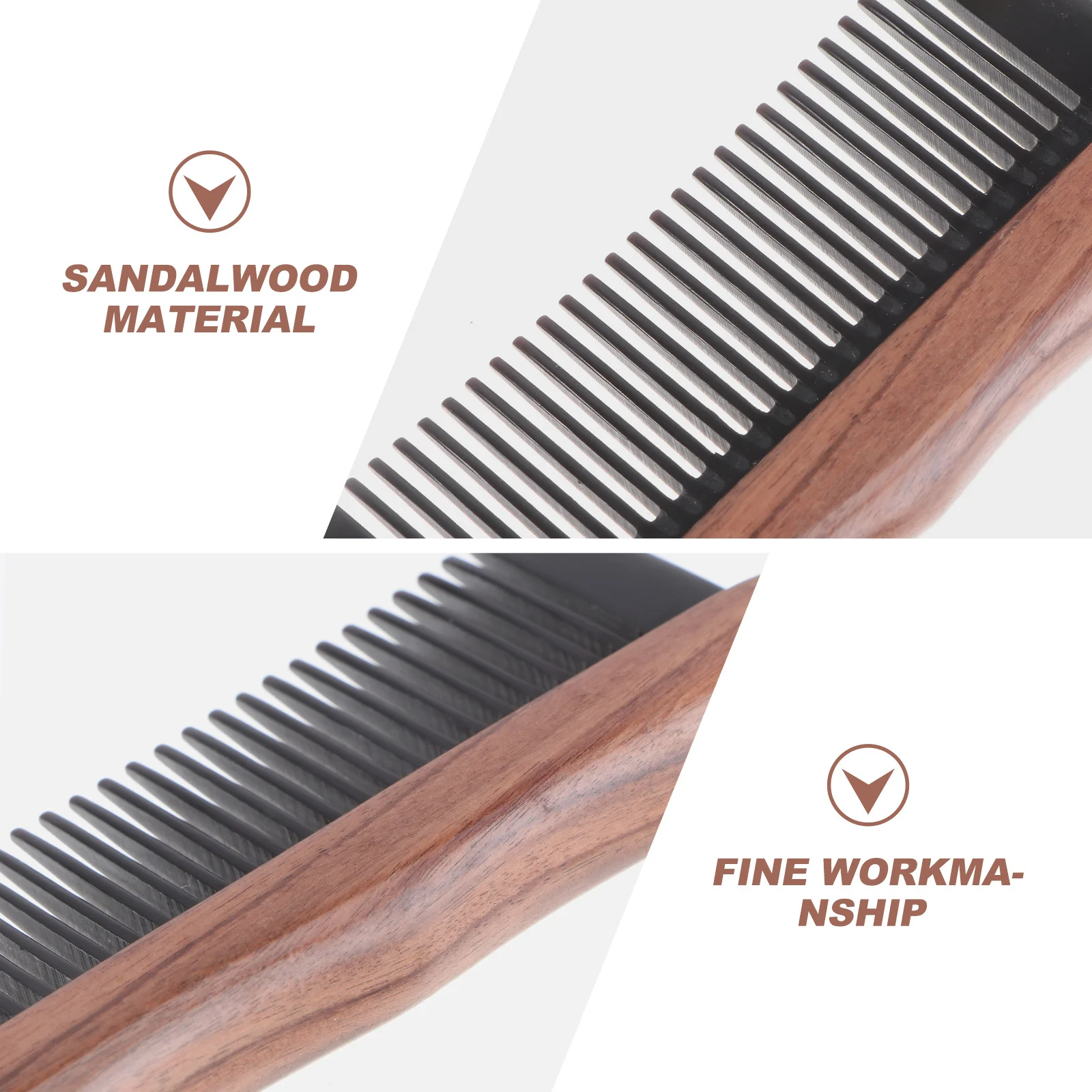 Double Row Comb Sandalwood Hair Comb Natural Wooden Massage Scalp Stimulator Thick Handle Home Barber