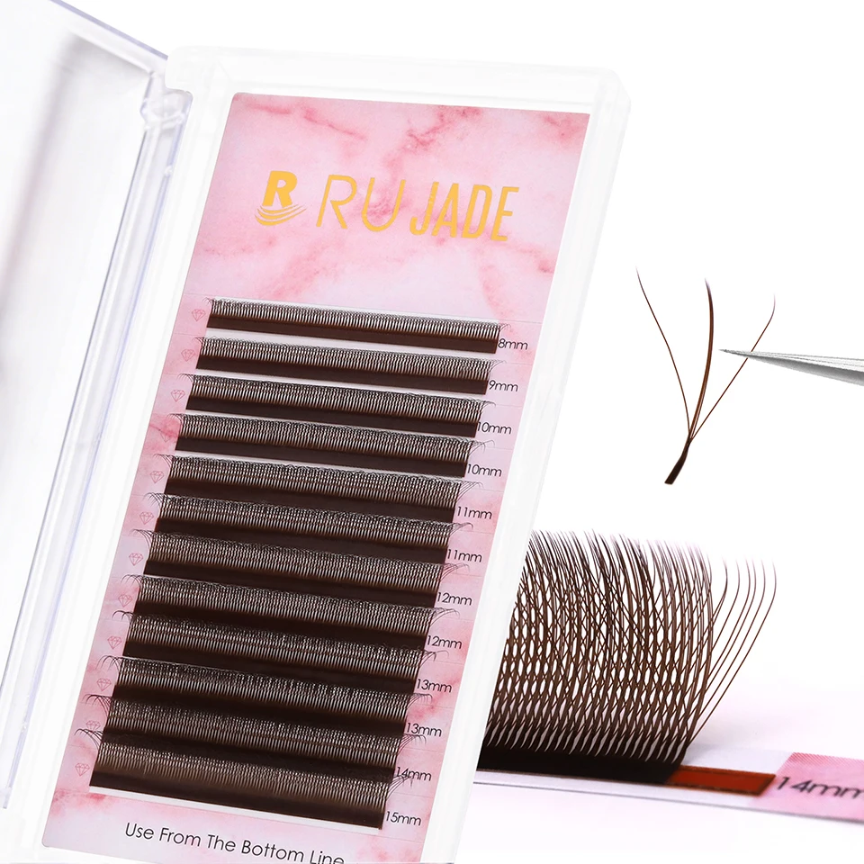 NEU Braune 3D Fairy Wimpernverlängerung, Braune 4D W-förmige Wimpern, Vorgefertigte Fächerwimpern, 5D Kleeblatt-Wimpern, Handgewebte 3D Spike Kleeblatt-Wimpern – Detail 15