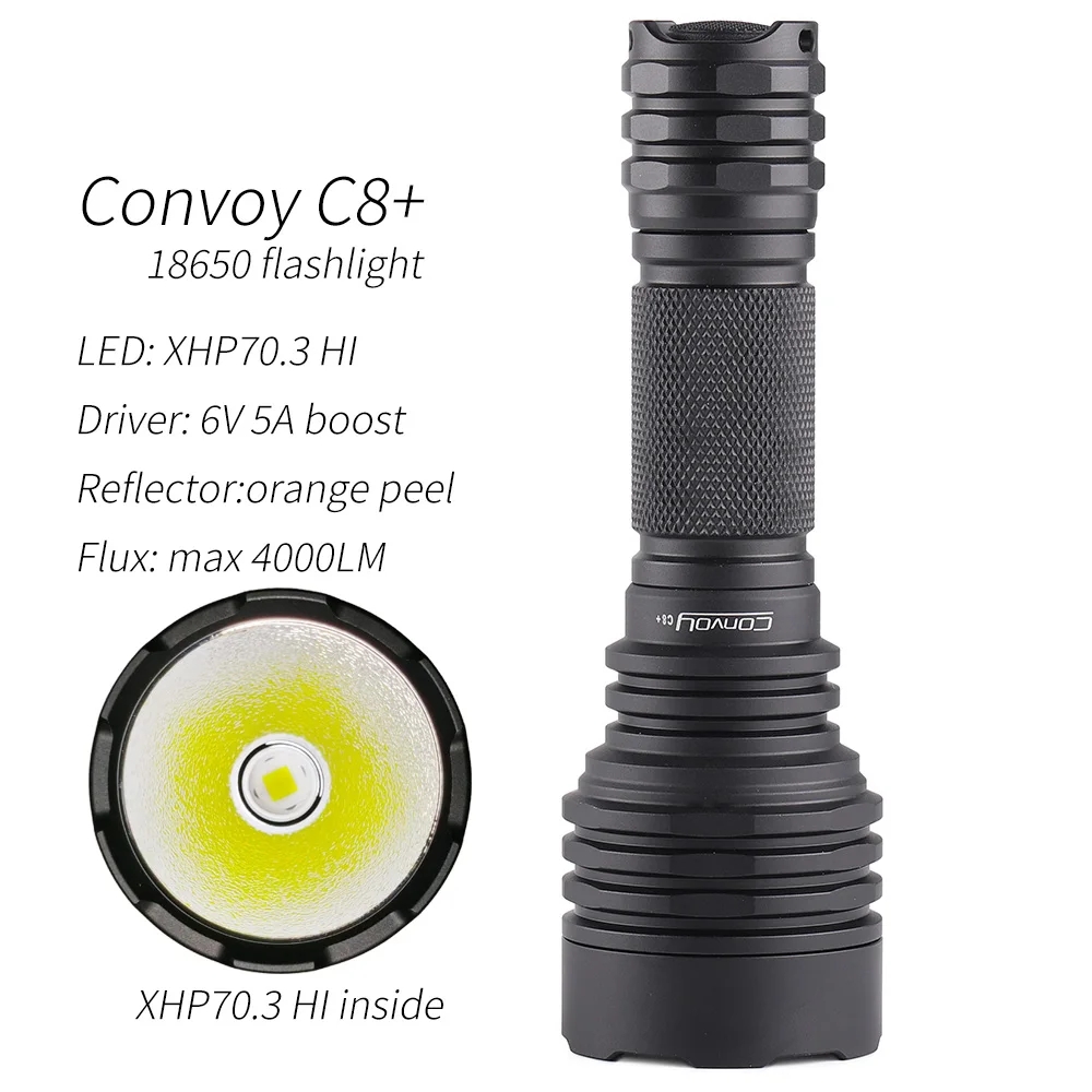 コンボイ C8+ XHP70.3 HI 18650 懐中電灯、最大 4000LM、高輝度