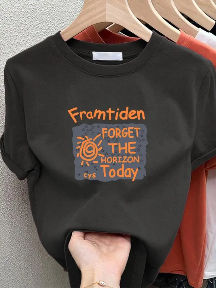 

Korean Style Summer Cotton Tee Women's Brown Short Sleeve Comfort Fit Fashion Top Chic Loose O-neck Streetwear