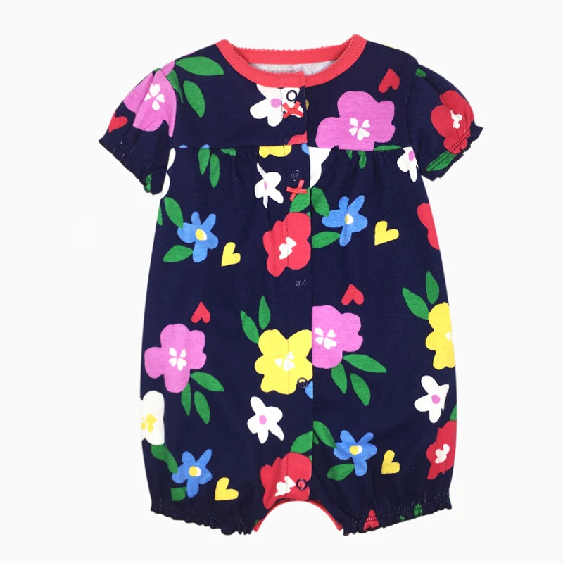 IYEAL 2024 Newborn Infant Summer Clothes Baby Girls Retro Floral Puff Sleeves Jumpsuit Fashion Cotton Comfortable Rompers