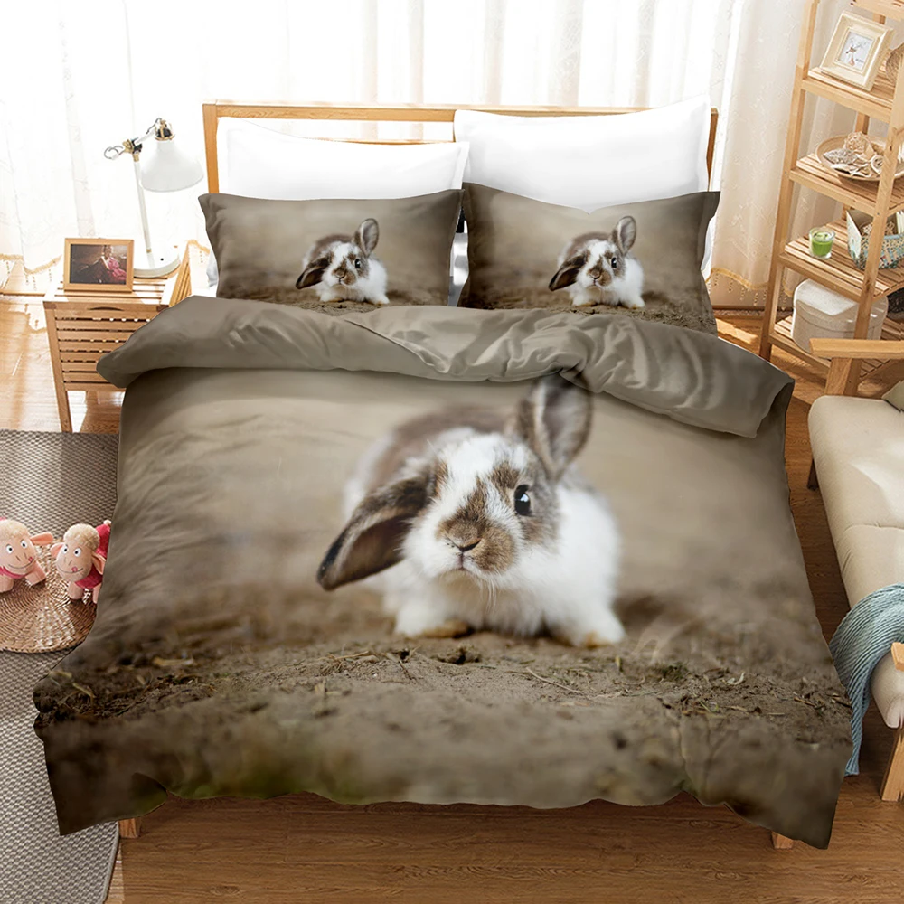 

3D The Rabbit Bedding Sets Duvet Cover Set With Pillowcase Twin Full Queen King Bedclothes Bed Linen