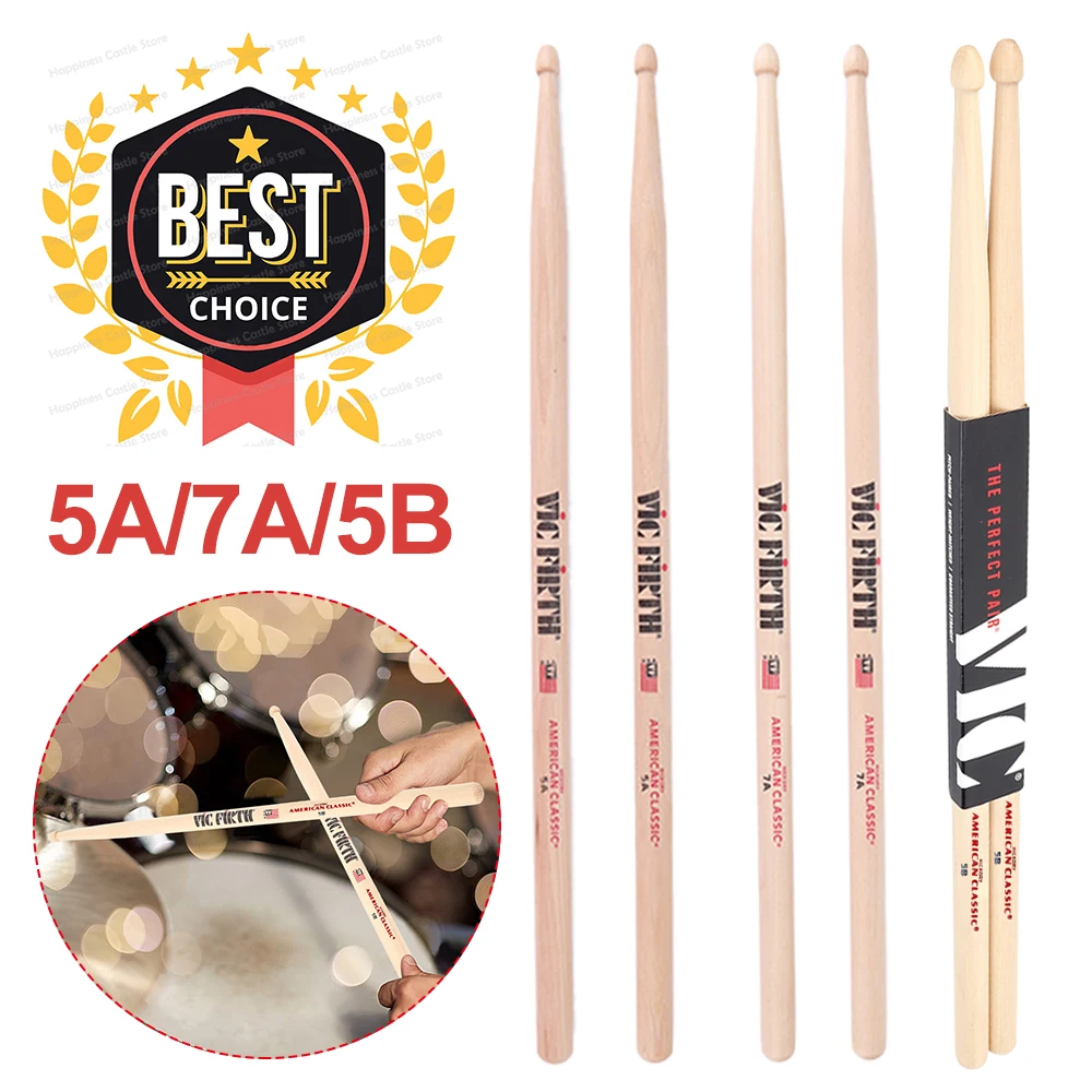 Baquetas de nogal americano 5A/7A/5B, mazos de tambor de Jazz, baquetas de percusión para tambor acústico/electrónico, 2 uds.