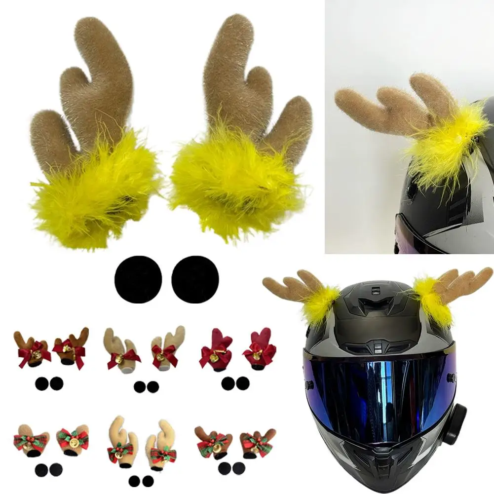 Motorcycle Helmet Reindeer Antlers Decorations Plush Accessory Festive Rider Look Accessories Styling Helmet Helmet Christm U7d1