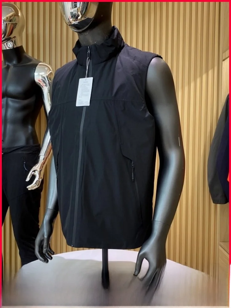 

Мужской жилет-пуховик для улицы, ветрозащитный, водостойкий, теплый, многослойный, модный, из полиэфирного волокна, белый, наполнитель из ду-пуха