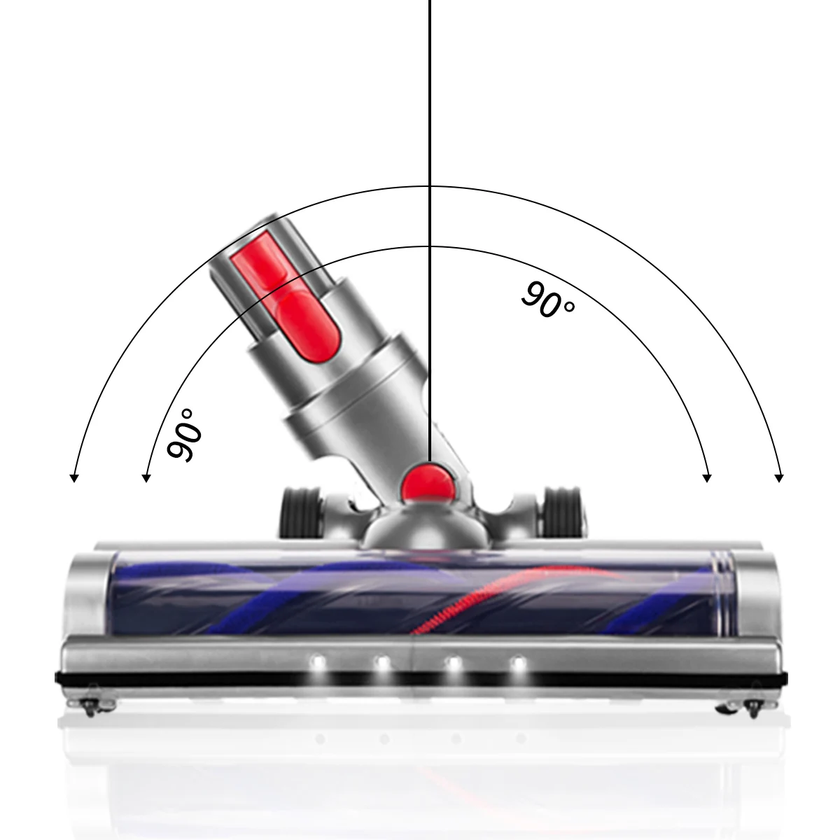 Nozel Kepala Sikat Turbo untuk Pembersih Vakum Dyson V10 V11 V8 V7 V15 Aksesori Suku Cadang Dapat Diganti dengan Sikat Lampu LED