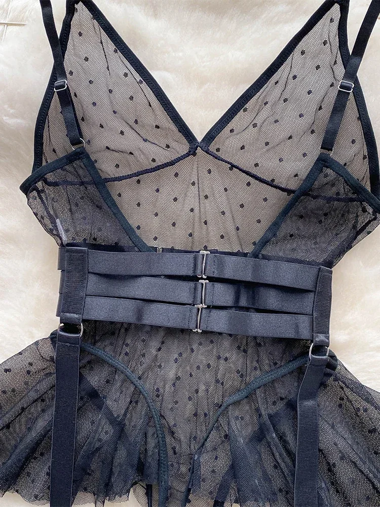 

Skinny Lace Playsuits Vintage Overall Sleevesless Jumpsuits Elegant Black Gothic Exotic Sexy Rompers Coquette Clothing Women's