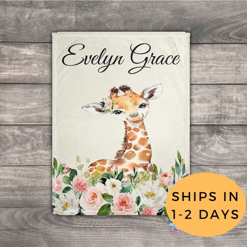 

Одеяло с жирафом, индивидуальное детское одеяло для девочек, детское одеяло с жирафом, детский душ с жирафом, детское одеяло с сафари, одеяло для кровати