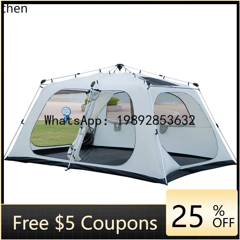 

O3-13 sunscreen vinyl tent outdoor aluminum alloy rod automatic 4-6-8 camping double layer rainstorm protection