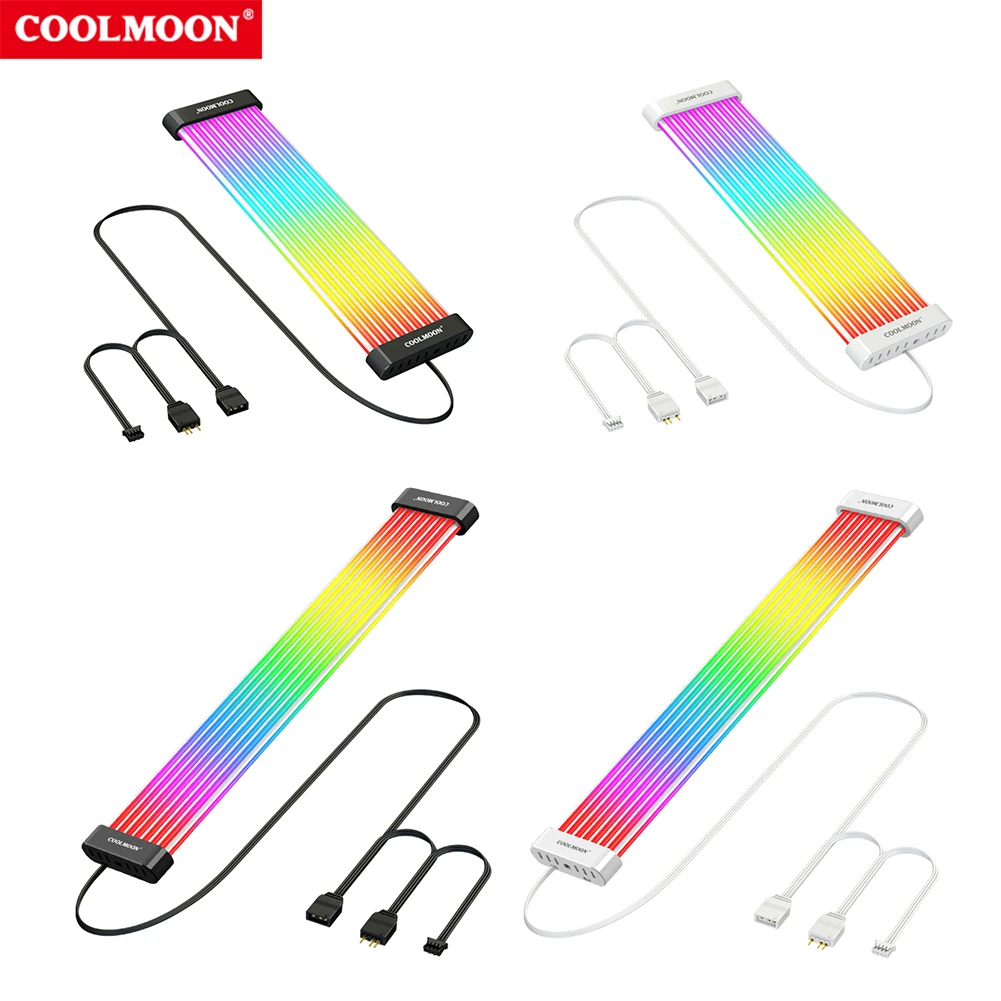 

COOLMOON световая полоса 8Pin/24Pin ARGB светодиодная гибкая световая панель 5V синхронизация сменные многофункциональные компьютерные аксессуары «сделай сам»