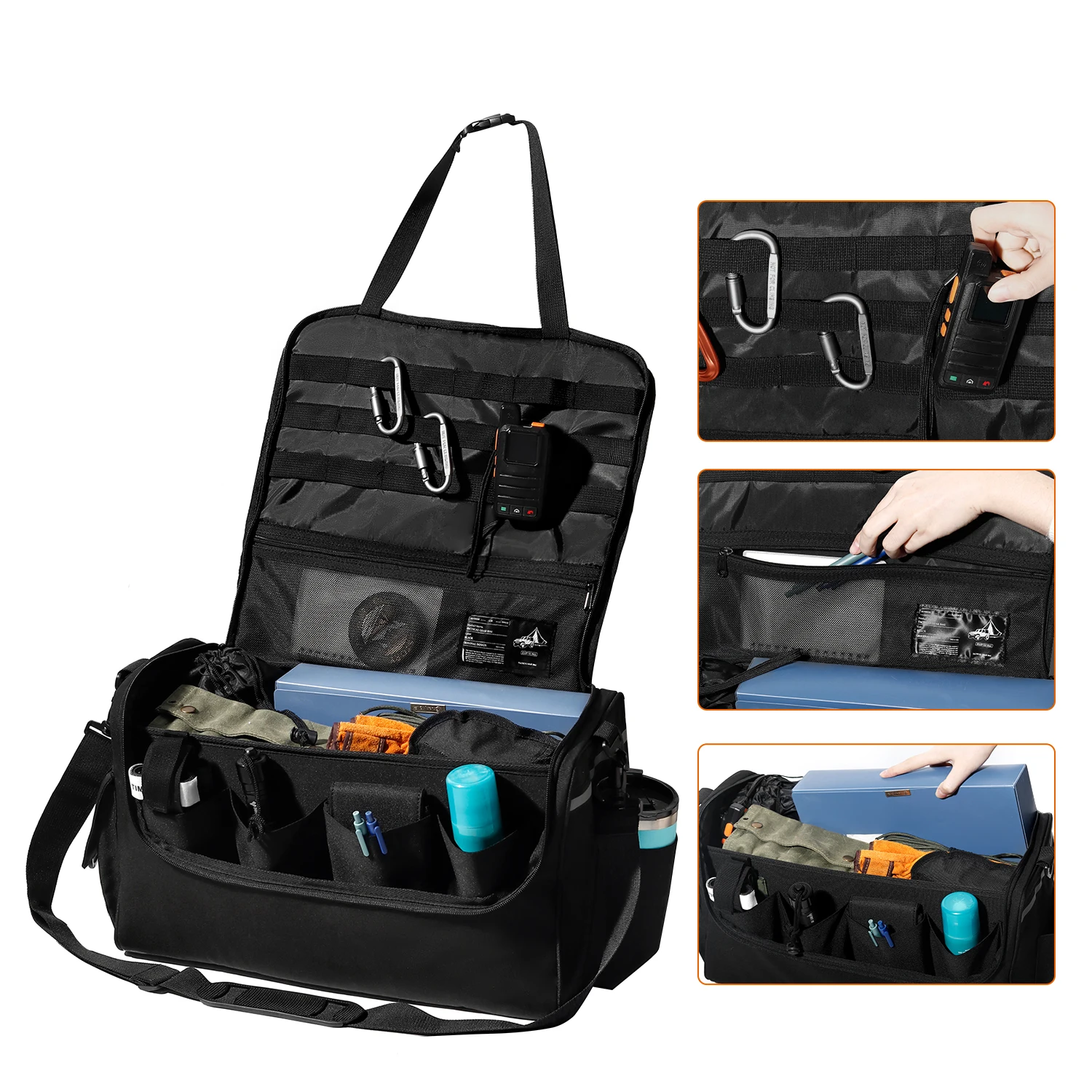 Patrol Bag Law Enforcement, Police Duty Bag, Car Front Seat Organizer Compatible, Multiple Compartment, Detachable Briefcase