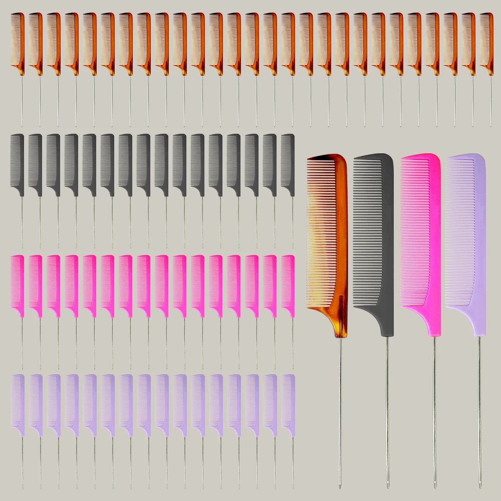 

4/12/48pcs Solid Steel Needle Hair Brush Scalp Massage Comb Detangling Shine Smoothing for Men Women Salon Home Use