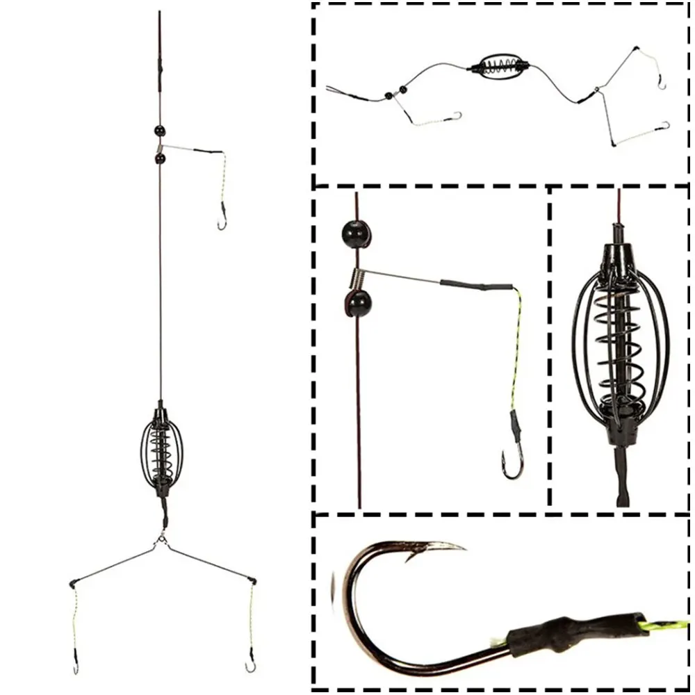 

Fishing 15/20/25/30/35/40g Spring Bait Cage Hook Anti Hanging Feeder Lure Three Hooks Line Kit Carp Fish Tackle Tool Accessories