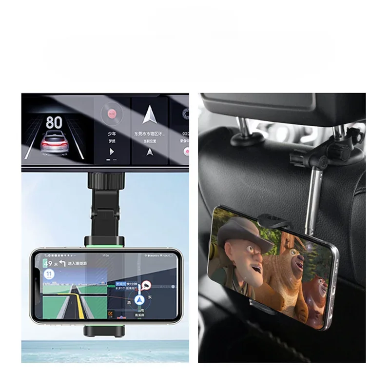 Auto-Rückspiegelhalterung, Teleskop-Autotelefonhalterung der vierten Generation, 360° ° Rotierende Navigationshalterung GPS-Navigationshalterung