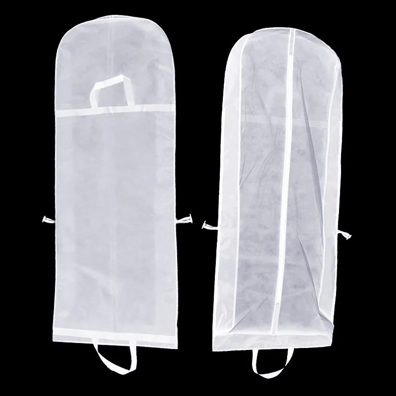 Sac de rangement pour robe de mariée Non tissée, housse de protection anti-poussière, Simple fermeture éclair latérale, pliable, double usage, garde-robe longue pour mariée