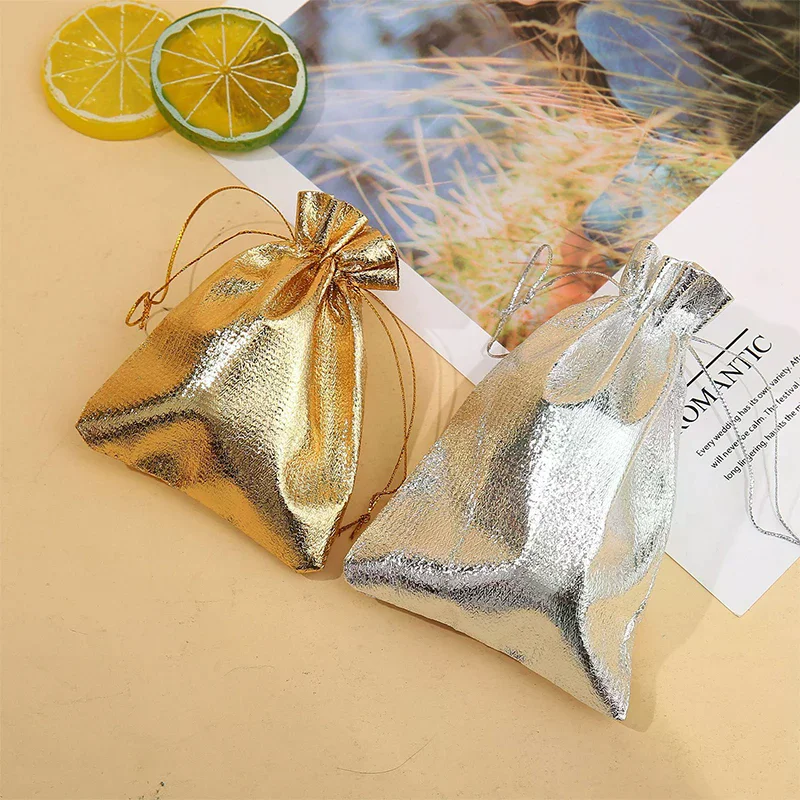 10개/묶음 7x9cm 9x12cm 10x15cm 13x18cm 색상 조절 가능한 보석 포장 가방 파티 캔디 끈 결혼식 선물 가방