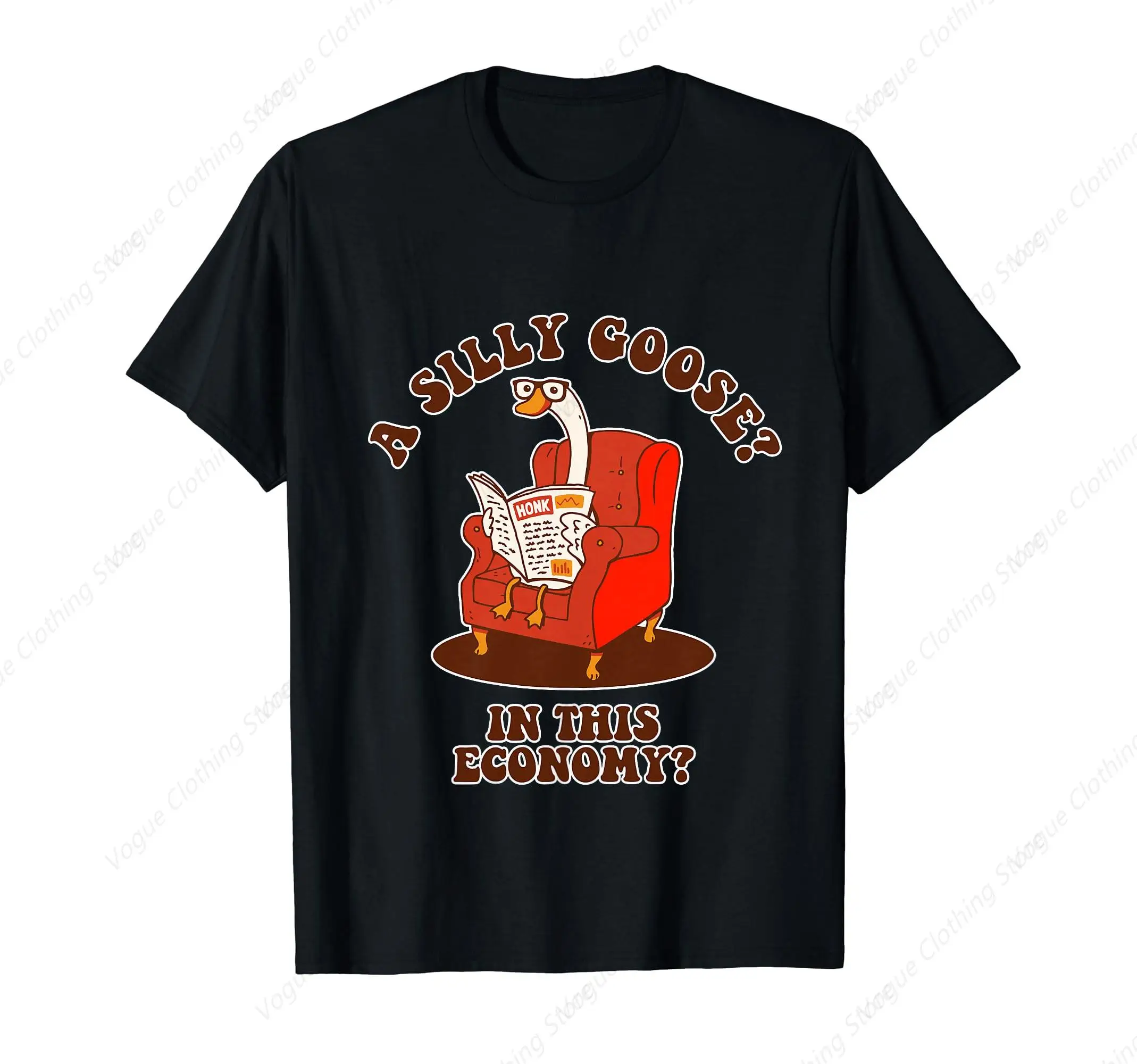 A Silly Goose In This Economy Design T-Shirt Short Sleeves Round Neck Outdoor Leisure Daily Tee Soft Tops