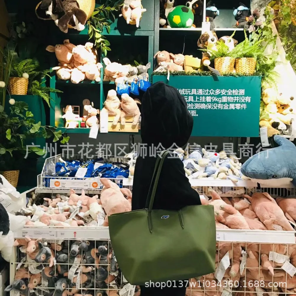 Grand sac horizontal L français en crocodile pour femmes, sac de shopping de grande capacité, sac à bandoulière portable pour boulettes, fourre-tout, nouvelle collection