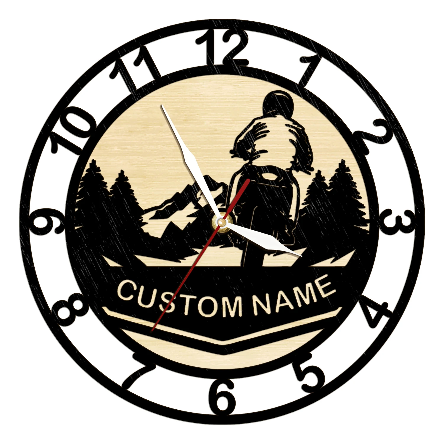 Motorcycle Riding Personalized Wooden Wall Clock for Man Cave Garage Adventure Art Home Decor Custom Rustic Timber Wood Clock