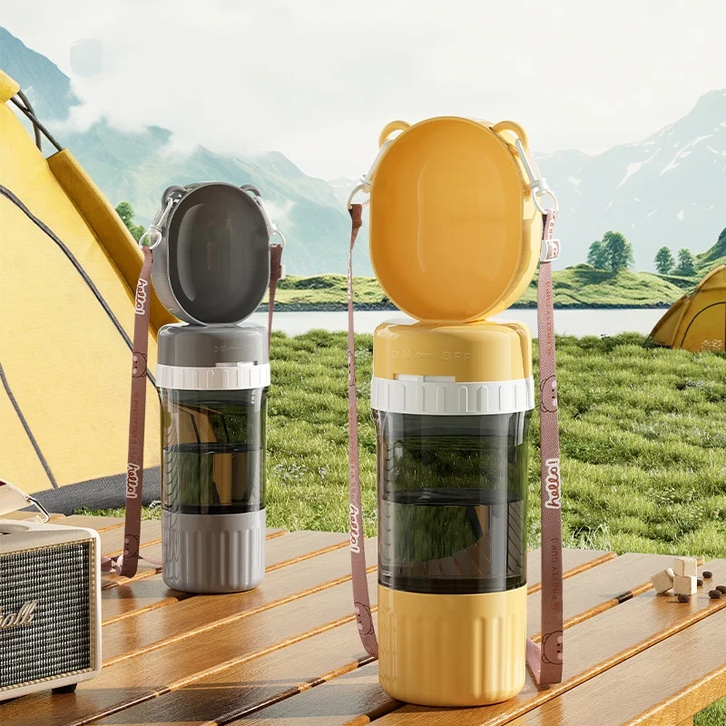 Compact Dual Storage Dog/Cat Travel Bowl 400ml Water 180ml Food On-the-Go for Hiking Camping Portable Pet Feeder And Waterer