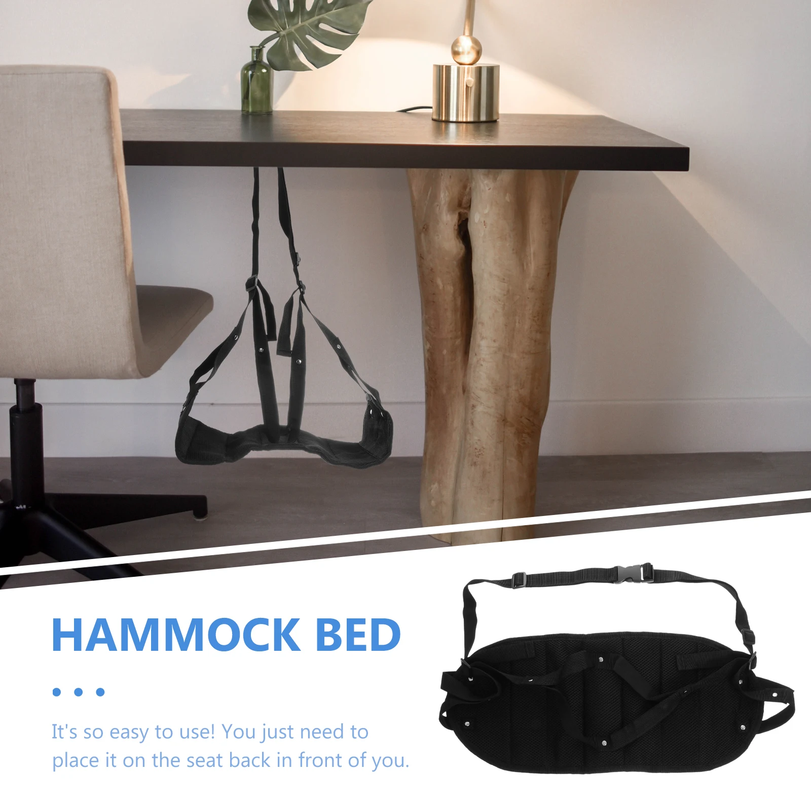 

1Pcs Foot Rest Hanger with Memory Lining for Airplane and Desk Use Adjustable Straps Black Footrest for Office