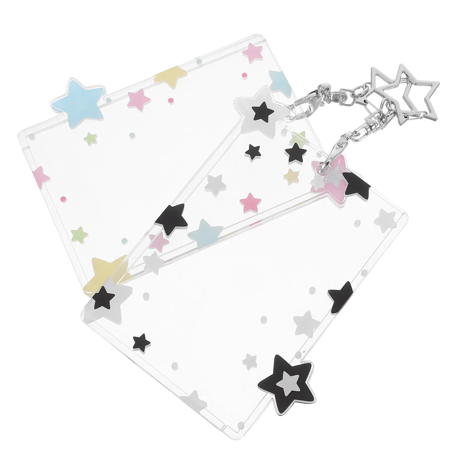 2Pcs Acrylic Photocard Holder Card Holder Metal Keyring Double Sided Transparent Wallet Insert Photo Display Bag