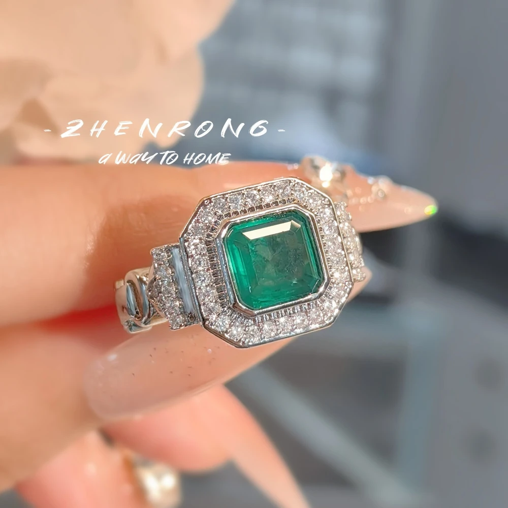 New Delicate Princess Cut Tourmaline Emerald Engagement Ring Platinum Plating Luxury Wedding Rings for Women Banquet Jewely Gift