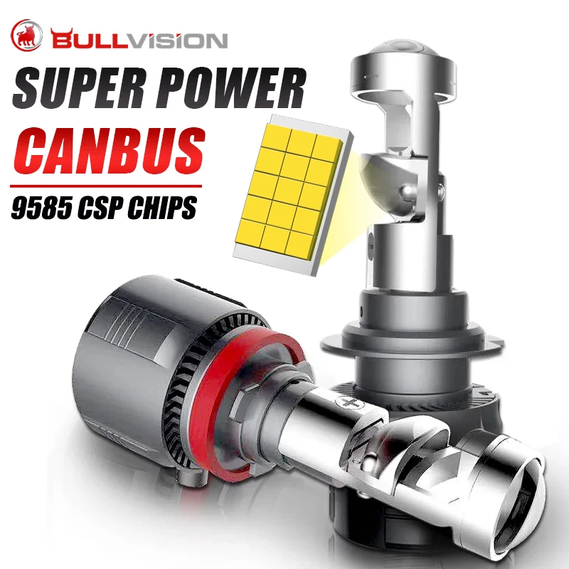 

Bullvision A80 H7 H4 Canbus Car Headlight Mini Lens H11 H8 9005 9006 HB3 HB4 LED Projector Bulb 6000K Auto Motorcycle Mini Lens