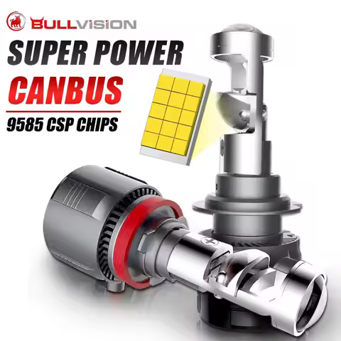 Bullvision A80 H7 H4 Canbus Car Headlight Mini Lens H11 H8 9005 9006 HB3 HB4 LED Projector Bulb 6000K Auto Motorcycle Mini Lens