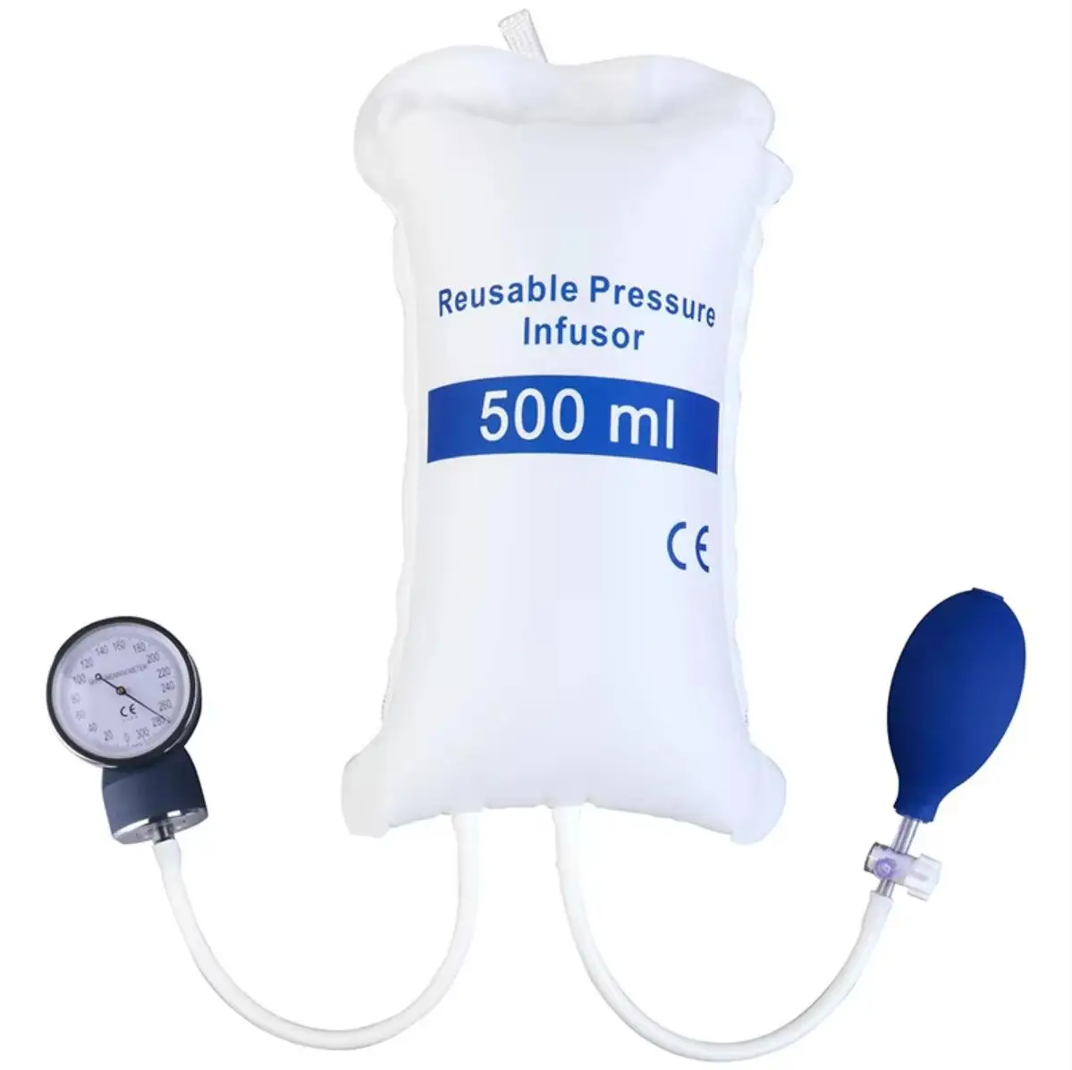 Reusable Medical Infusion Pressure Bag 500ml With Gauge White