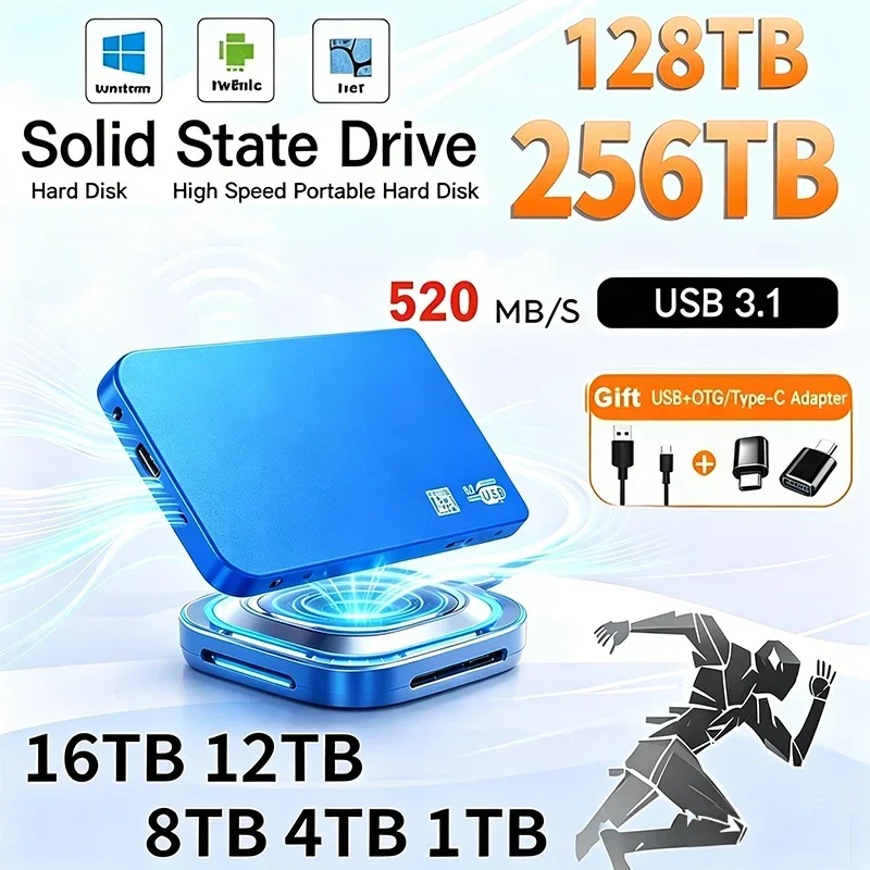 Lenovo Mijia High-speed 4TB 8TB 16TB SSD Portable External Solid State Hard Drive USB3.0 Interface 128TB HDD Mobile Hard Drive
