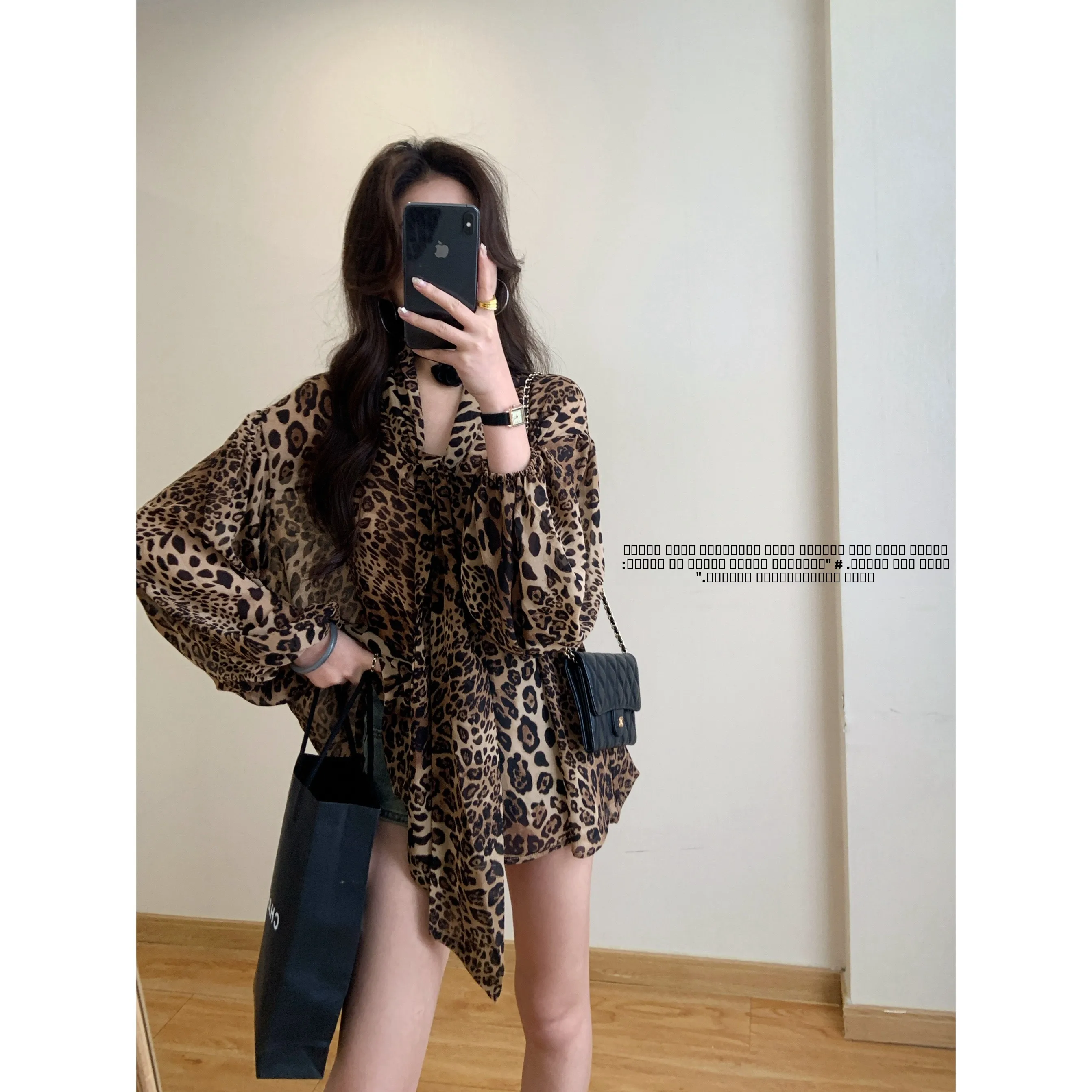 

Женская летняя рубашка Wuli с леопардовым принтом, длинным рукавом, защитой от солнца, V-образным вырезом, свободного кроя, дышащая, для повседневной носки