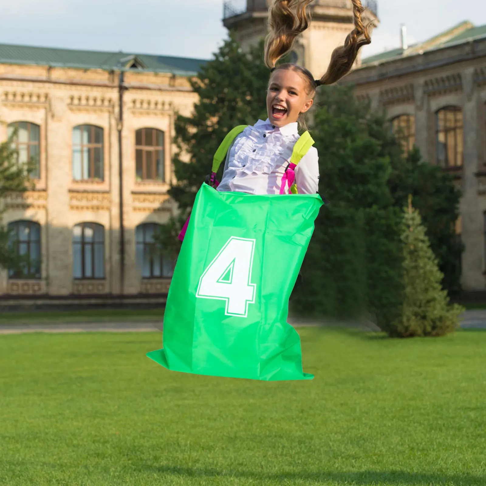 4pcs Jumping Bag Kids Game Canvas Material Bright Color Wear Resistant Lightweight Foldable Outdoor Carnival Race